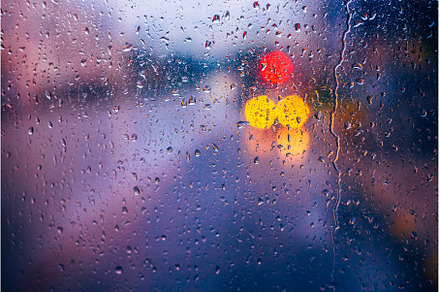 Water Drops Of Rain On Blue Glass, an Abstract Photo by Our Amazing World