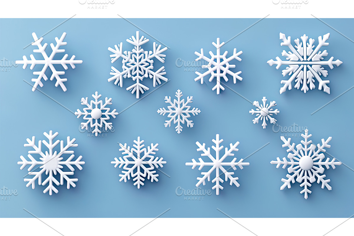 Snowflake collection on blue, an Object Illustration by Lermont51