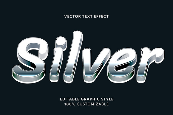 Chrome Silver Glossy 3D Text Effect preview 3
