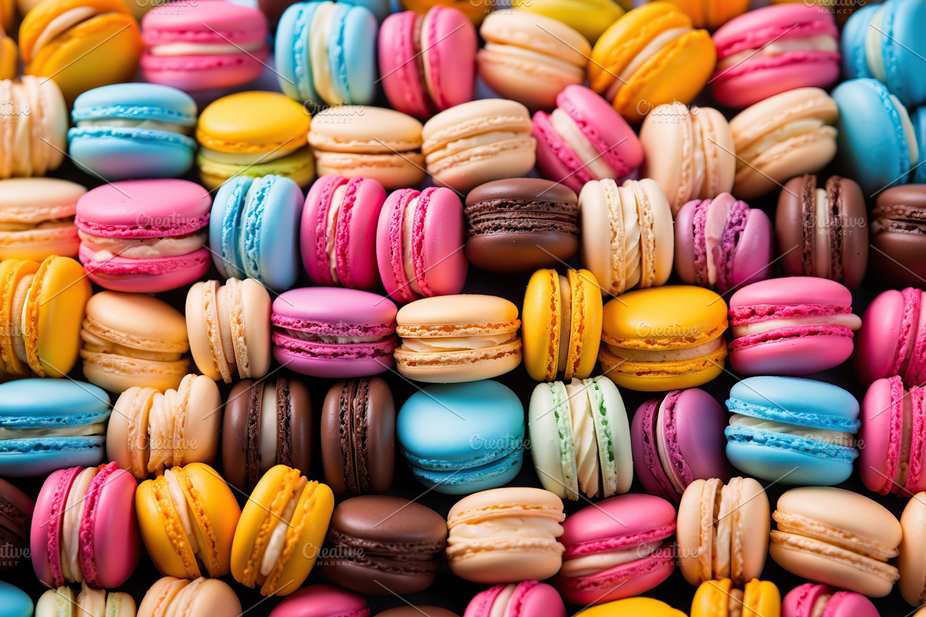 Colorful macarons dessert background, a Food & Drink Photo by AlyaAnd
