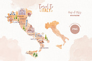 Travel to Italy. Watercolor Clipart, an Illustration by VerAna (Thumbnail 5 of 11)