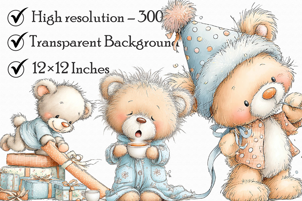 Funny Teddy Bear Clipart, an Illustration by Libby Wishes (Photo 3 of 7)
