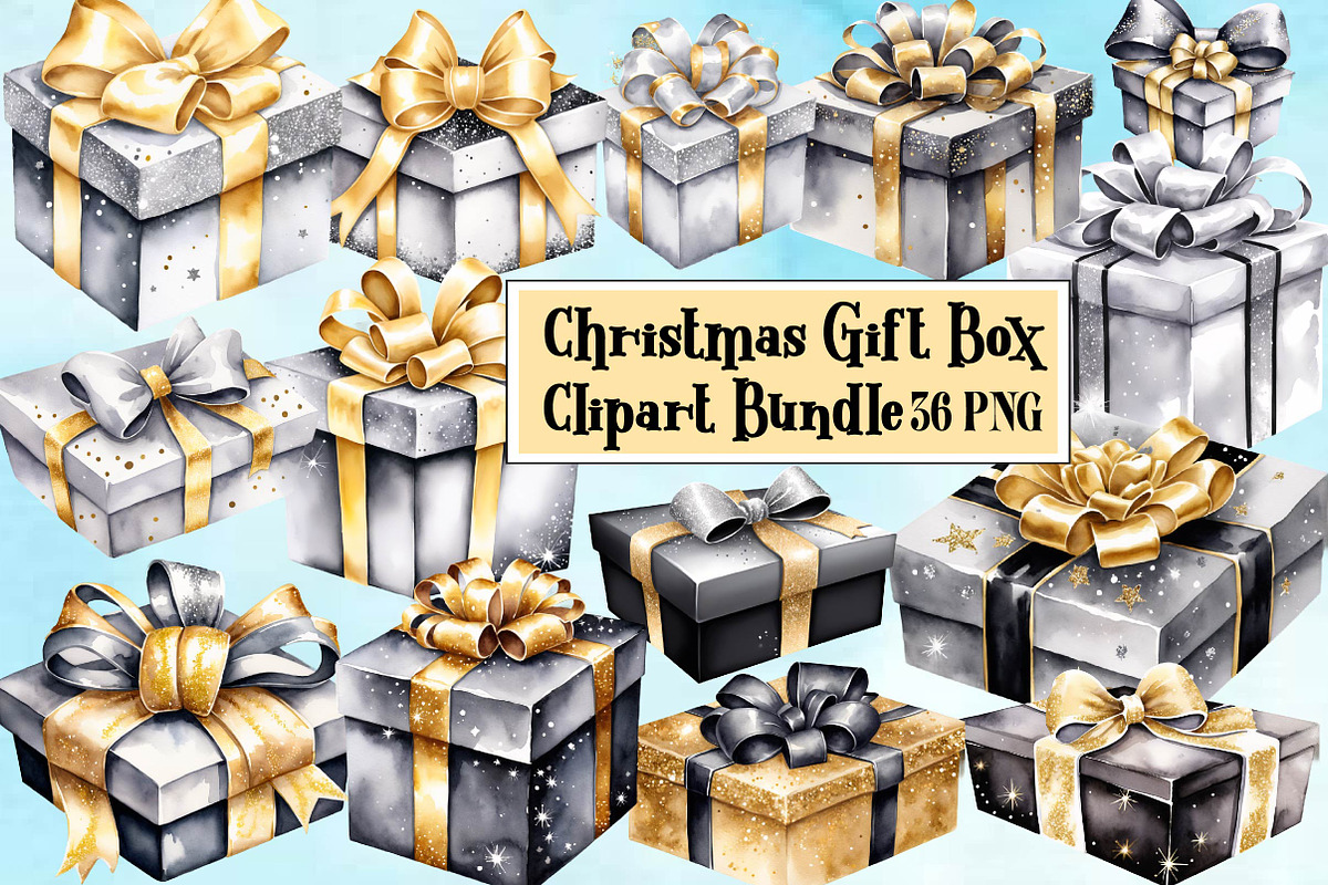 Christmas Gift Box Gold Silver, an Illustration by Wow Magic (Photo 1 of 5)