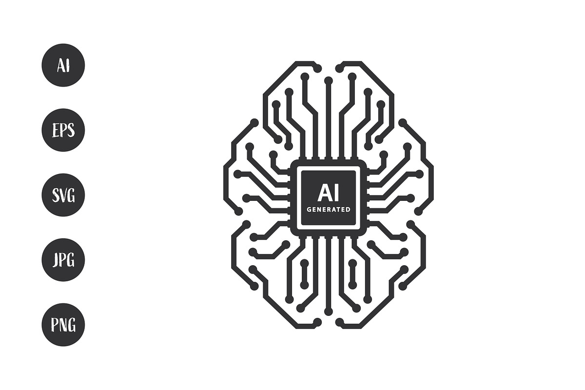 Artificial intelligence brain logo, a Branding & Logo Template by Saba Vector