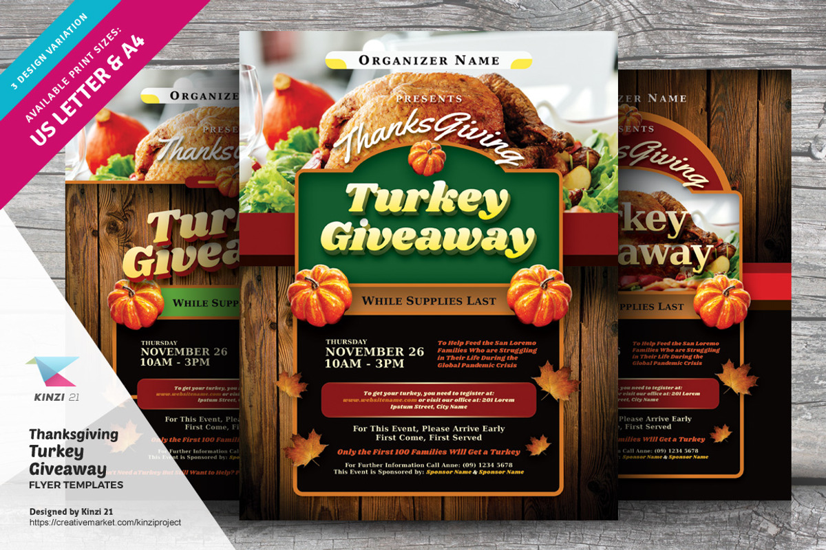 Thanksgiving Turkey Giveaway Flyers, a Flyer Template by kinzi21 (Photo 1 of 4)