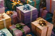 86 Gift boxes with ribbons and bows, a Holiday Photo by Handmadefont (Thumbnail 66 of 90)