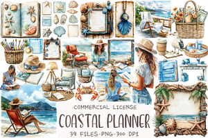 Summer Coastal Planner Clipart, an Illustration by OK Design