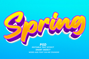 Spring PSD 3D Editable Text Effect