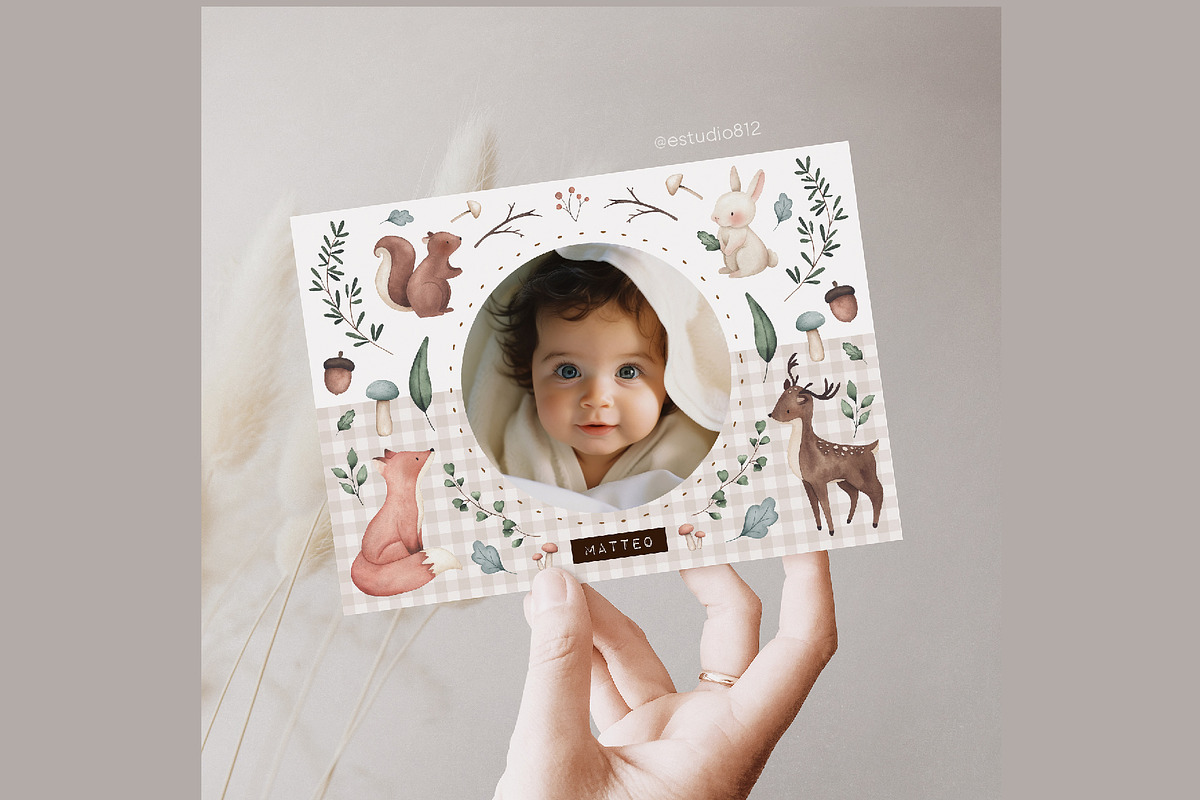 Little Forest watercolor clipart, an Animal Illustration by Estudio 812 (Photo 6 of 9)