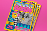 Yellow Pink Birthday Bash Flyer Set, a Flyer Template by graphicook (Thumbnail 2 of 3)