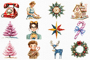 Retro 50's Christmas Clipart, an Illustration by Craft Nest (Thumbnail 3 of 6)