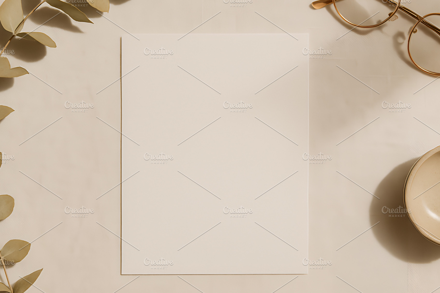 Flatlay Paper with Glasses and Leave, a Background Photo by illuztrate