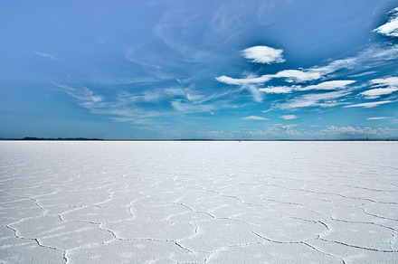 White Salt Desert and Blue Sky
