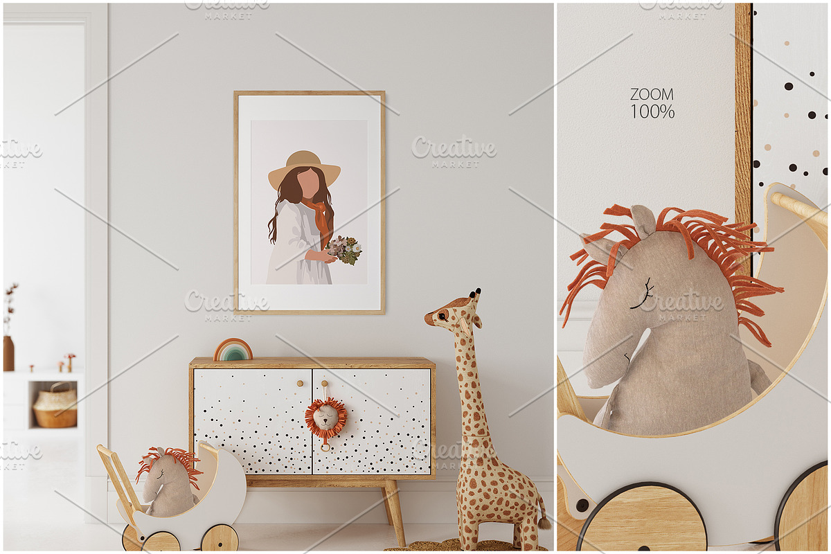 Kids Wall & Frame Mockup Bundle 7, a Print Template by Yuri-U (Photo 3 of 22)