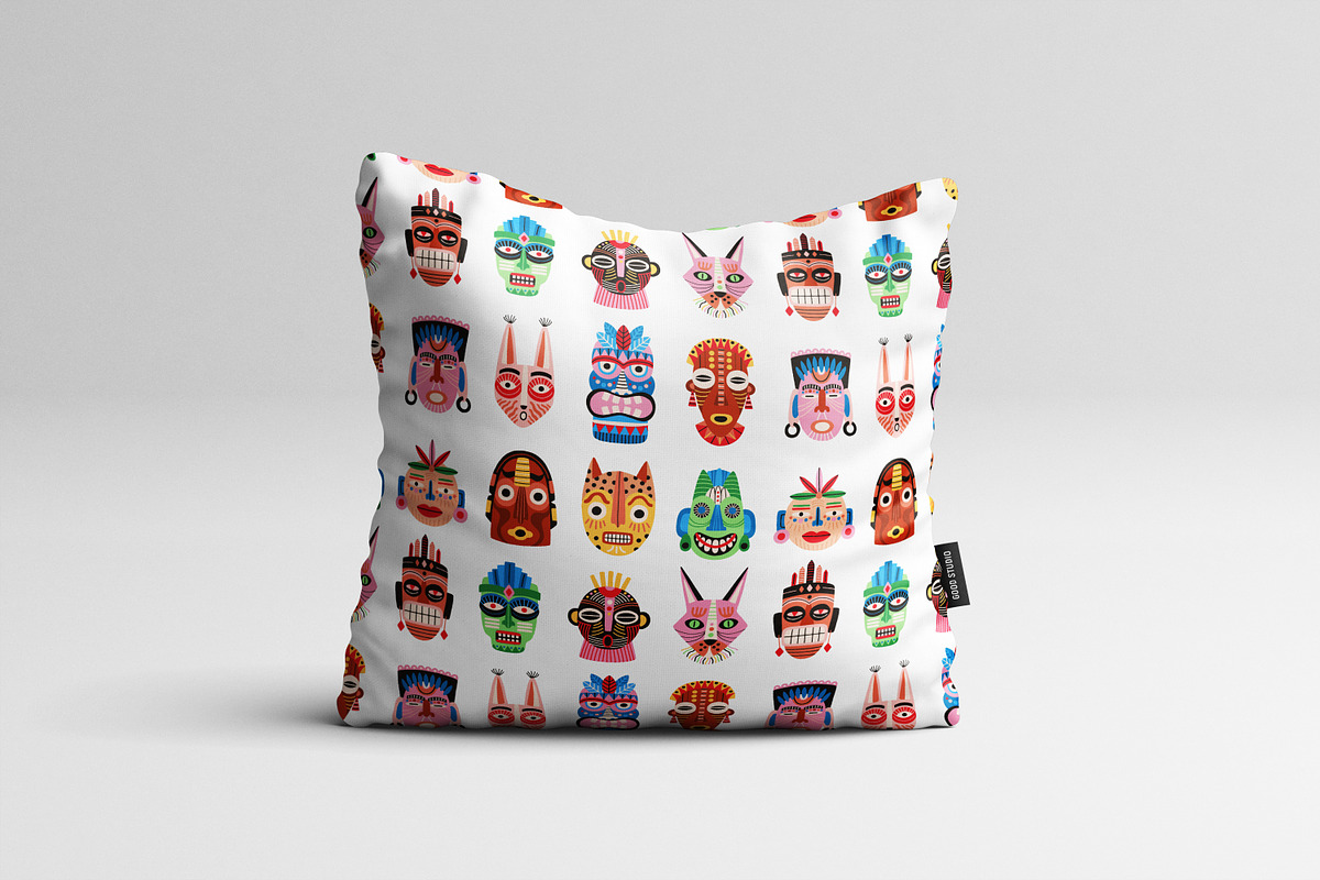 Ethnic tribal masks seamless pattern, a Pattern Graphic by Good Studio (Photo 6 of 6)