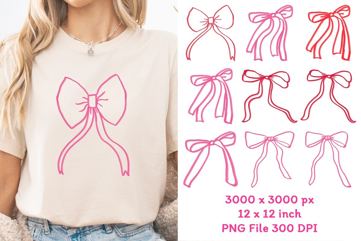 Coquette Bow Valentine Clip Art, a Decorative Illustration by tchastudio (Photo 2 of 12)