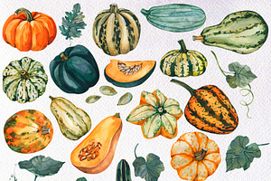 Watercolor Pumpkin Clipart, Fall