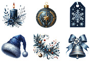 Watercolor Navy Christmas Clipart, an Illustration by DreamArtGraphic (Thumbnail 2 of 5)