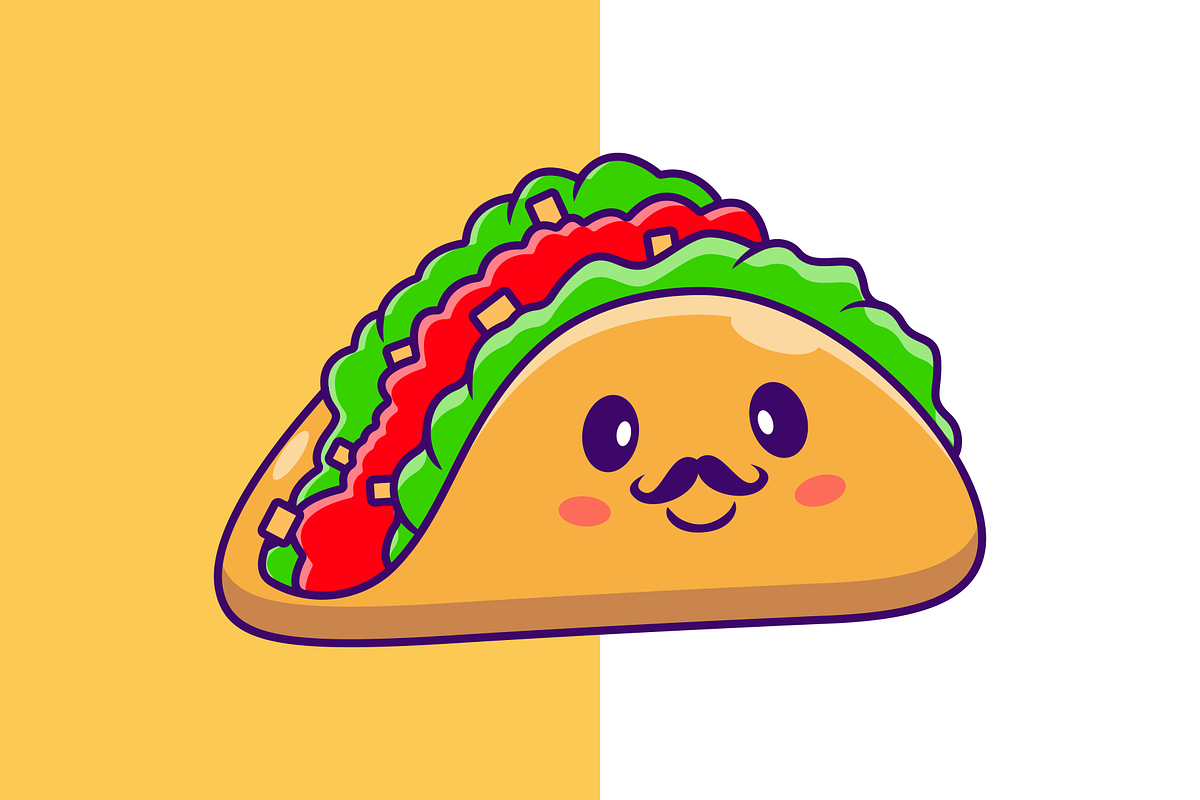 Cute Taco Mustache Mascot, a Food Illustration by Artstorystudio (Photo 3 of 3)