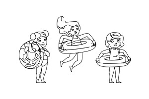 vacation kid girl inflatable ring, a Person Illustration by pikepicture