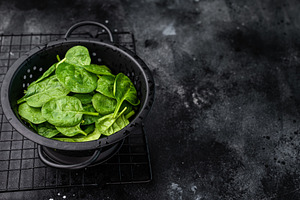 Nutrient rich fresh spinach leaves, perfect for adding flavor an, a Food & Drink Photo by composter-box@mail.ru