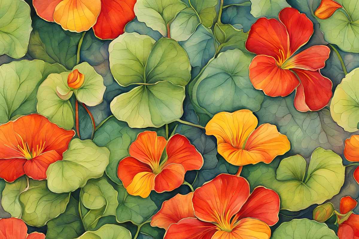 Nasturtium Watercolor Background, a Background Graphic by Karliefie (Photo 2 of 3)