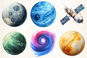 Watercolor Solar System Clipart, an Illustration by DreamCafeArt (Thumbnail 6 of 7)
