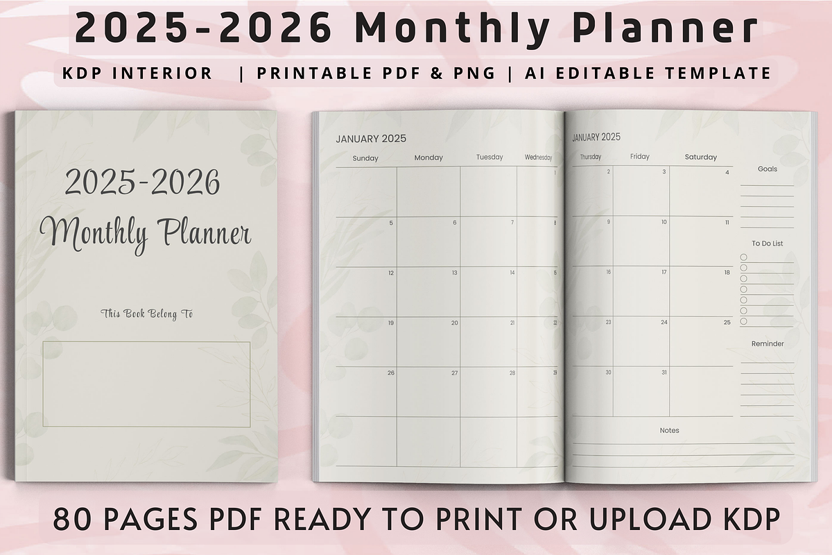 2025-2026 Monthly Planner, a Print Template by Book2bees (Photo 1 of 7)