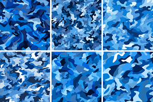 Blue Camouflage Seamless Patterns