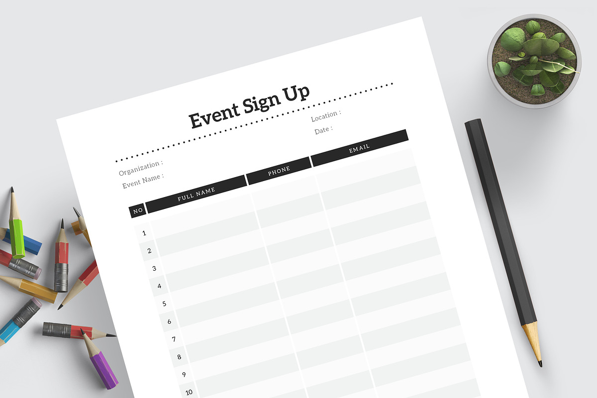 Event Sign Up Sheet, a Stationery Template by Amit Debnath (Photo 5 of 6)