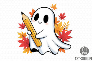 Fall Halloween Ghost Teacher Autumn, a Graphic by Designking
