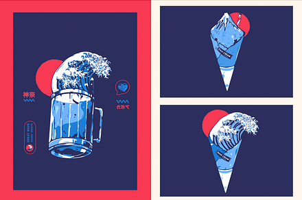 Retro Great wave off kanagawa food
