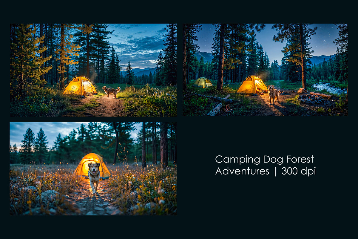 Camping Dog Forest Adventures, an Animal Illustration by StockVerse Creative (Photo 1 of 4)