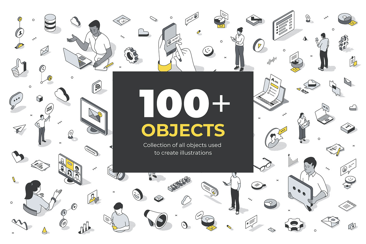Isometric Lines Illustrations Set, a Person Illustration by Rassko (Photo 4 of 12)