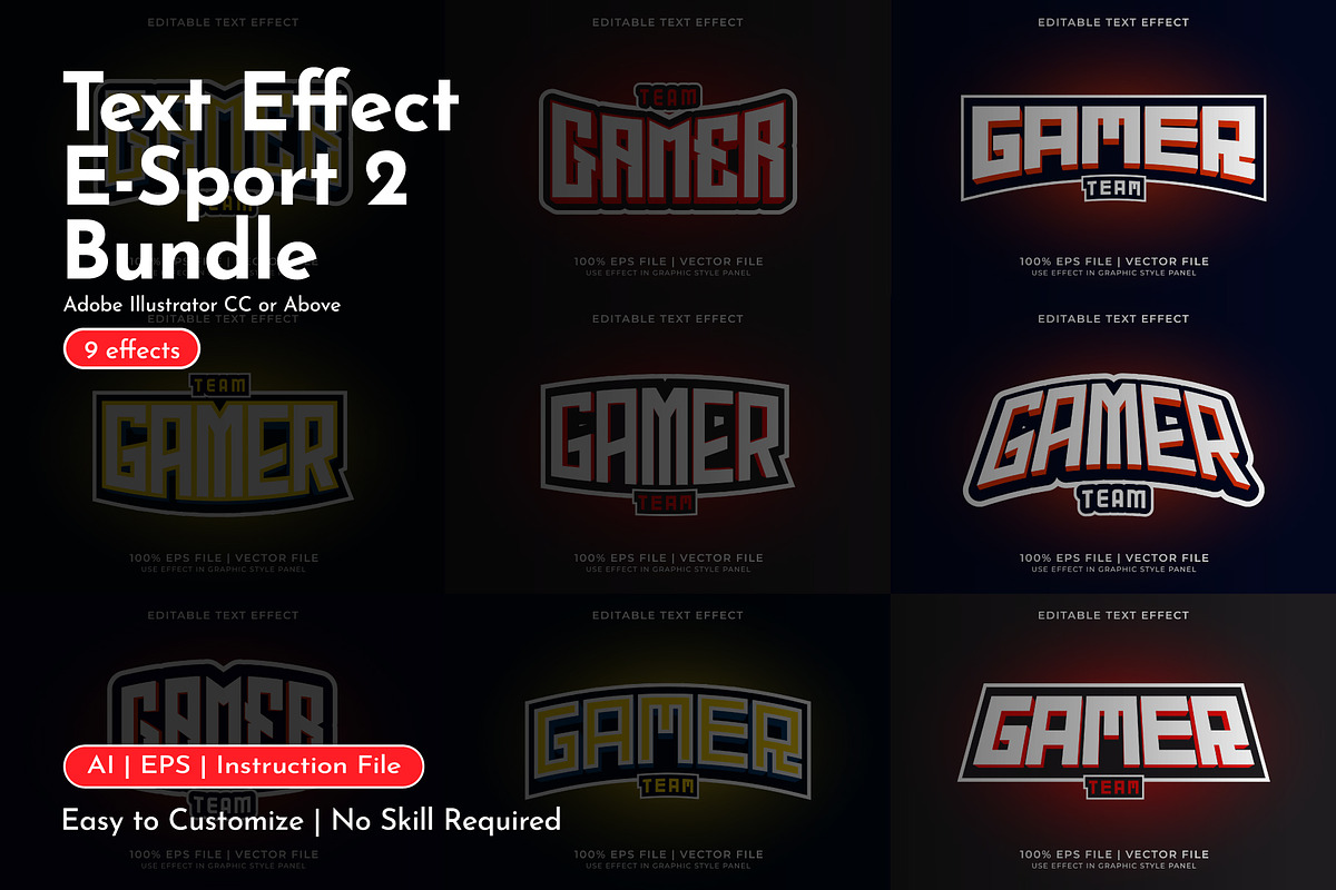 Gamer E-Sport Text Effects Bundle 2, a Layer Style Add-On by WM48 Shop (Photo 1 of 10)