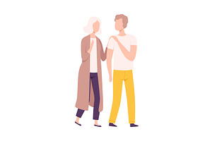Mother and Her Adult Son, Happy, a Person Illustration by TopVectors