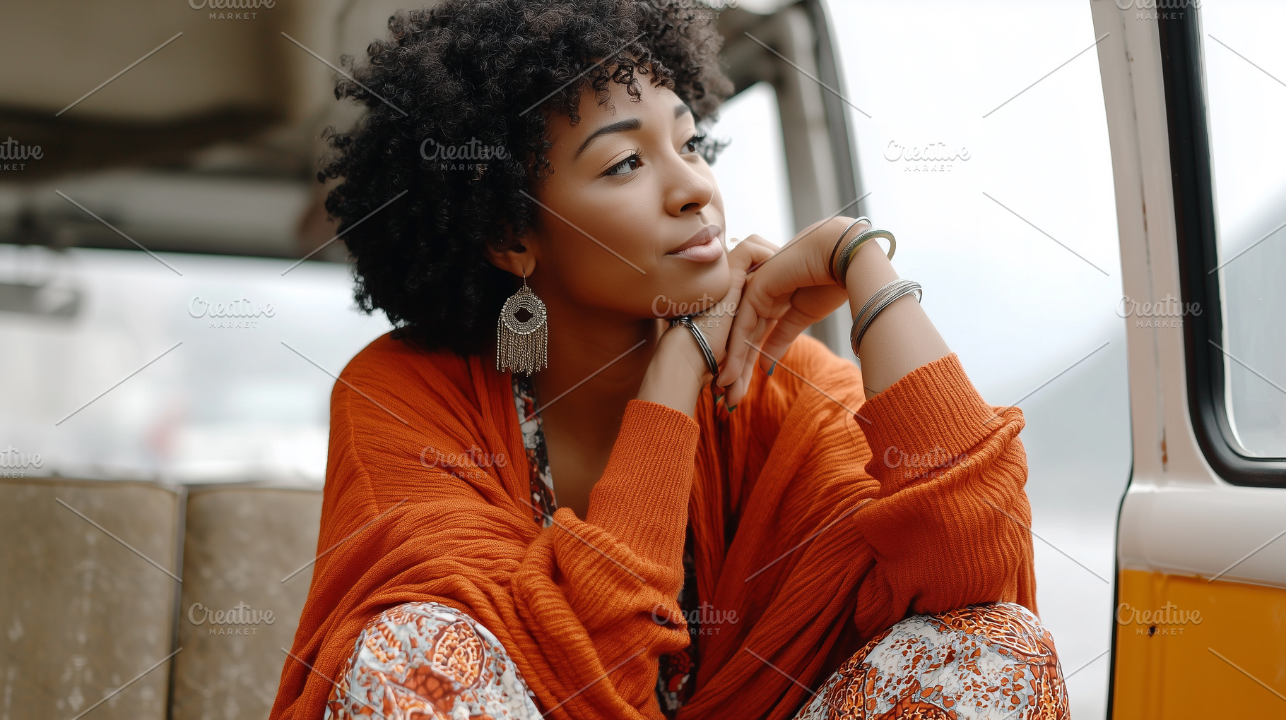 Thoughtful black woman in a vibrant, a Person Photo by MistyDay