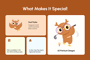60 Owl Characters Illustration, an Animal Illustration by Brickclay (Thumbnail 2 of 12)