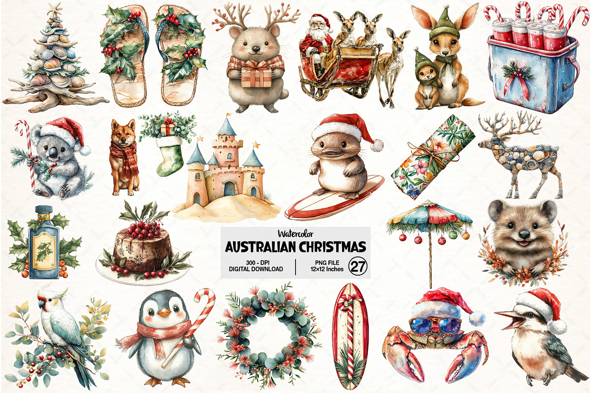 Australian Christmas Clipart, an Illustration by Pixels.Craft (Photo 1 of 6)