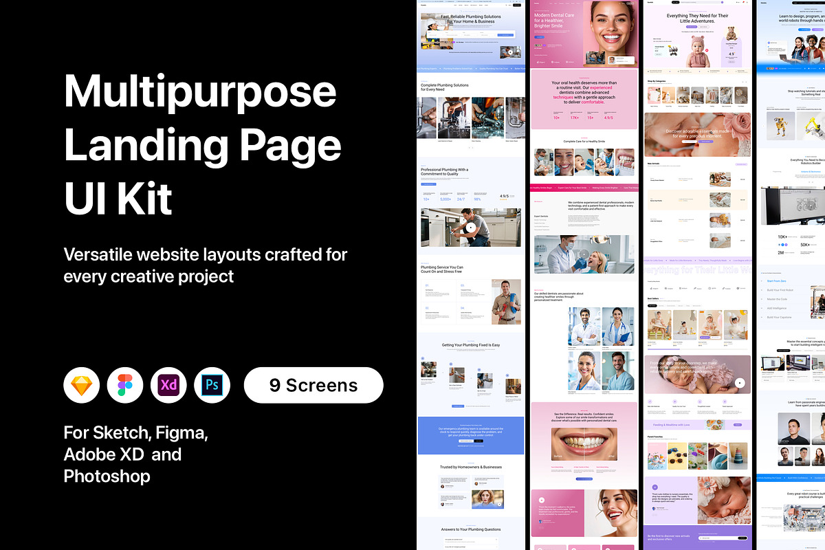 Multipurpose Landing Page UI Kit, an UI Kit Template by flr.24 (Photo 1 of 2)