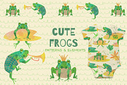 Cute Frogs Patterns Watercolor, a Pattern Graphic by watercolor kamill (Thumbnail 1 of 10)