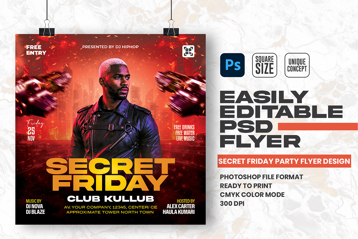 Secret Friday Party Flyer Design, a Flyer Template by Shajib Shikder (Photo 1 of 2)