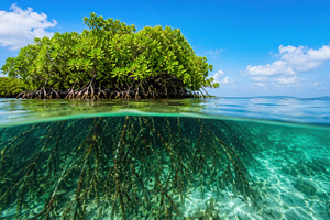 Mangrove trees and their reflection, a Photo by Beautiful things