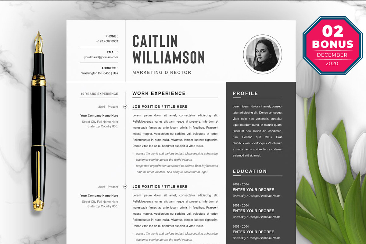Resume/CV Bundle | 200+ for $29, a Resume Template by ResumeInventor (Photo 148 of 207)