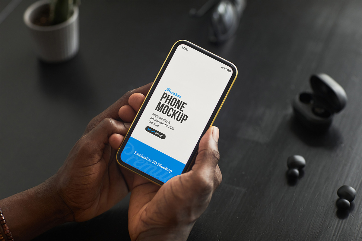 Smartphone Mockup Dark Minimal Desk, an Android Mockup by SimplDesign (Photo 2 of 2)