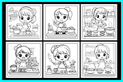 200 Cooking Girl Coloring Pages, a Person Illustration by protabsorkar11 (Thumbnail 2 of 7)