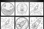 Space Adventure Coloring Pages Kids, a Technology Illustration by LA Design (Thumbnail 3 of 10)