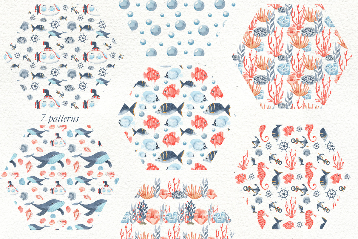 Marine set watercolor, an Animal Illustration by Love Watercolor Store (Photo 4 of 6)