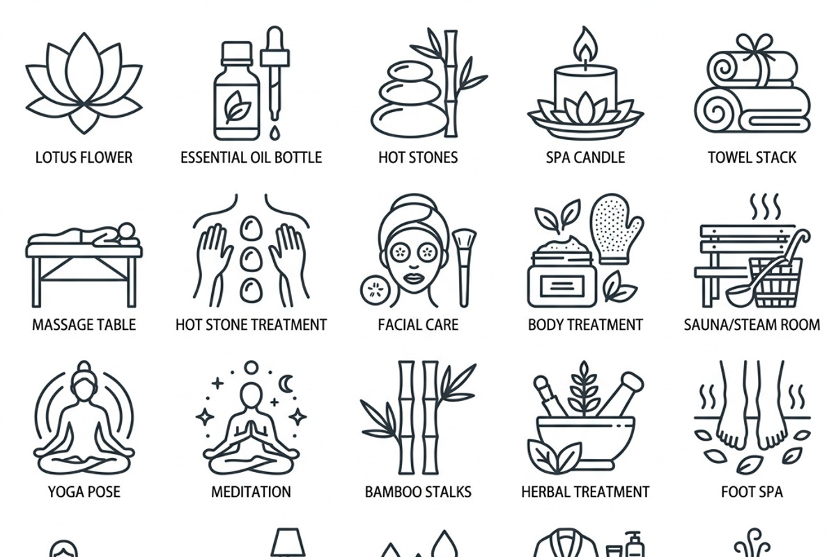 42 Luxury Spa Icon Set, an Outline Icon by adenpinkstore (Photo 1 of 16)