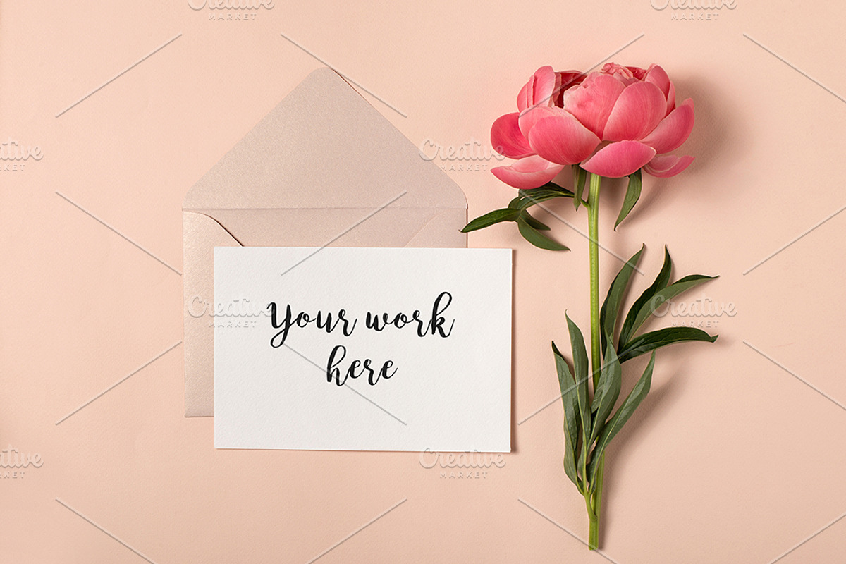 Greeting card with envelope mockup, a Print Template by KateAedon (Photo 2 of 2)